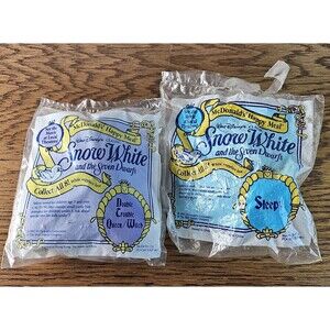 Snow White (2) McDonalds Toys Sleepy & Queen/Witch NEW in SEALED Bags 1992